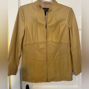 Terry Lewis Classic Luxuries Leather Jacket Medium  Genuine Leather Tan/gold VTG